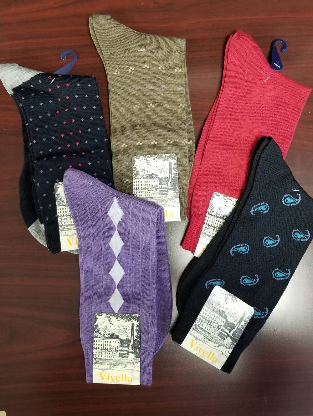 5 Pairs Of Iconic British Viyella Wool Men's Dress Socks